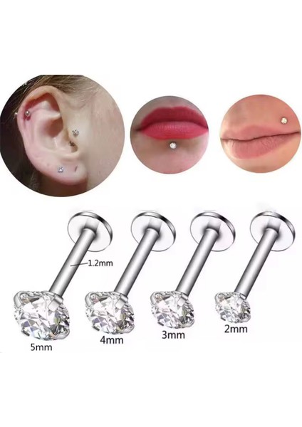 G23 Titanyum Tek Taşlı Piercing - Taş Çapı 5mm - 1 Adet fırsatları