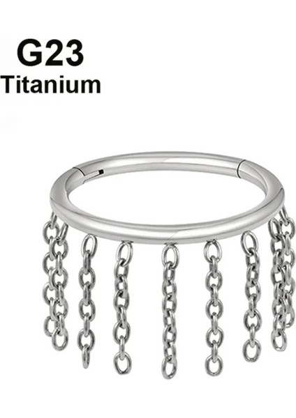 %100 G23 Titanyum Saçak Zincirli Halka Kıkırdak Piercing - Halka Çapı 8 Mm- 1 Adet fiyatları