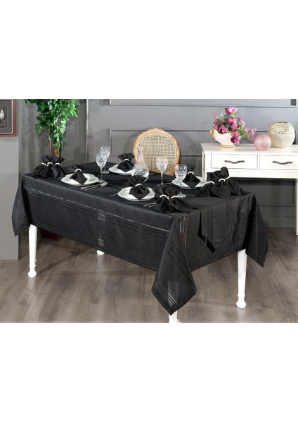 Corvver 26 Parça Dertsiz Masa Örtüsü Takımı Siyah