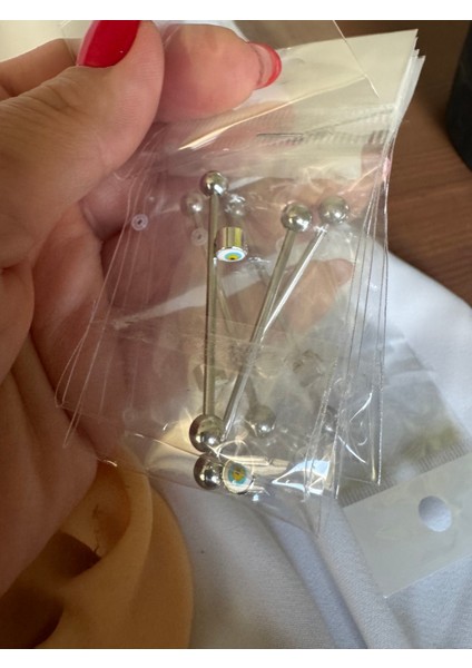 Cerrahi Çelik Açık Renk Nazar Köprü Piercing / Endüstriel Piercing - Bar Uzunluğu 36 mm - 1 Adet fırsatları
