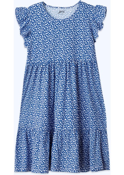 Kız Çocuk Desenli Fırfır Elbise Lacivert Renk fırsatları