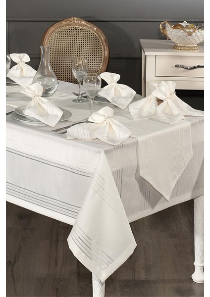 Corvver 26 Parça Dertsiz Masa Örtüsü Takımı Krem indirimleri