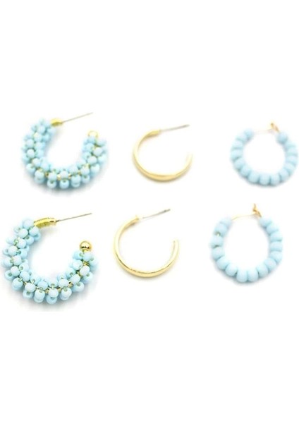 Boncuklu Küpe Seti - Turkuaz fiyatları