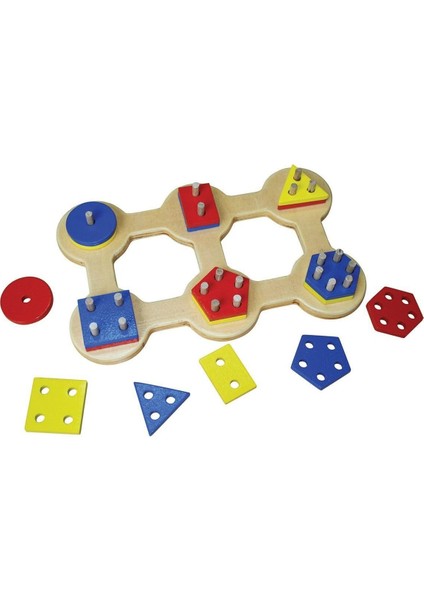 Ahşep Eğitici Oyuncak Altılı Geometrik Çocuk Kutu Oyun Sök-Tak