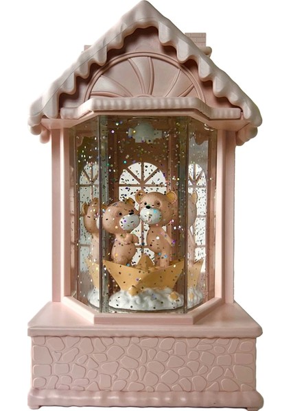 LLM-HDY0244 Şatoda Ayıcıklar Sim Atan Işıklı Sesli Fanus