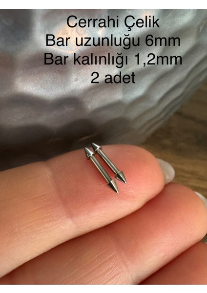 316 L Cerrahi Çelik Iki Tarafı Spike Uçlu Piercıng Küpesi-Spike Çap 2mm/bar 1,2 Mm- 2ADET