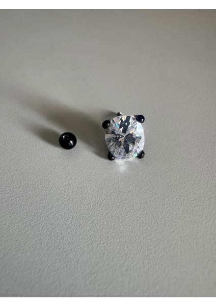 Büyük Zirkon Taşlı Cerrahi Çelik Piercing-Bar Uzunluğu 6mm/taş Çapı 8mm-1 Adet