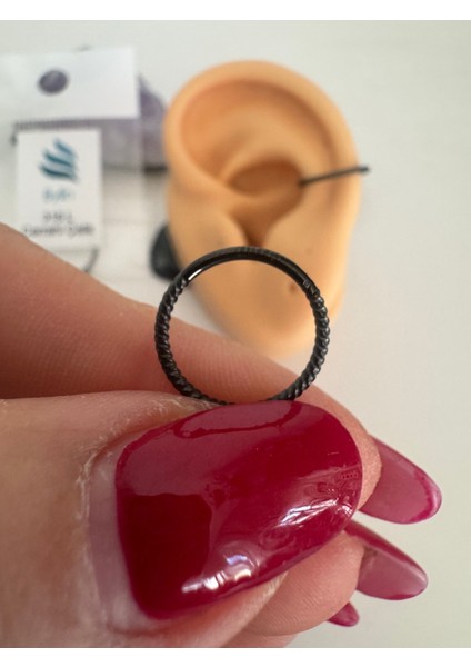 Cerrahi Çelik Burgu Kilitli Halka Piercing-Septum,conch,lobe,yan Dudak,smiley,meme UCU-12MM-1 Adet
