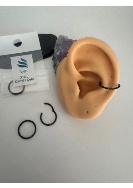 Cerrahi Çelik Burgu Kilitli Halka Piercing-Septum,conch,lobe,yan Dudak,smiley,meme UCU-12MM-1 Adet