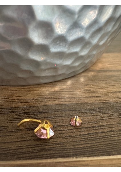 Çift Pembe Kalp Zirkon Taşlı Cerrahi Çelik Göbek Piercing - Bar Uzunluğu 10MM- 1 Adet modelleri