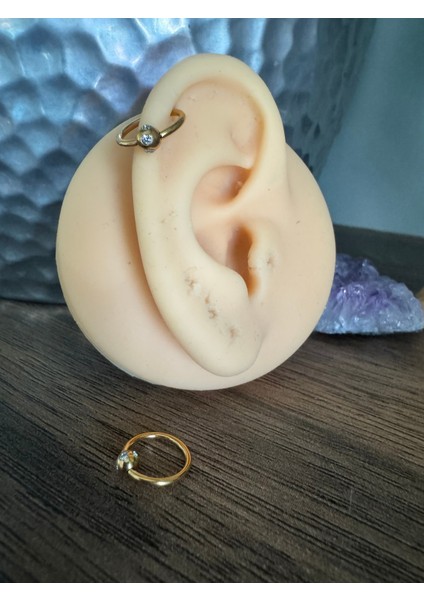 %100 Cerrahi Çelik Gold Helix Halka Piercing- Halka Çapı 10 mm - 1 Adet