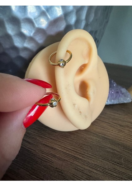 %100 Cerrahi Çelik Gold Helix Halka Piercing- Halka Çapı 10 mm - 1 Adet fırsatları