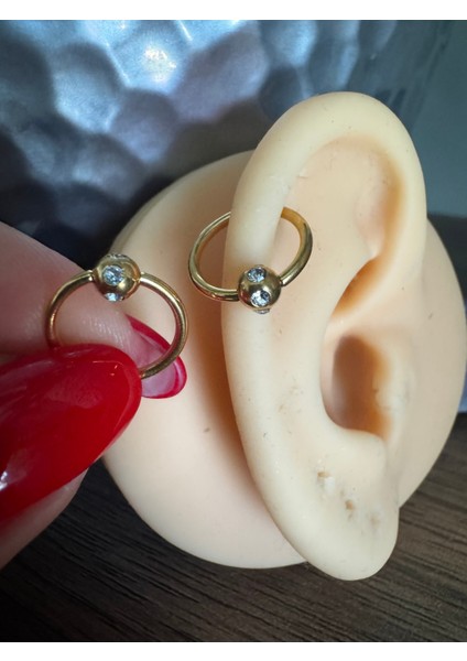 %100 Cerrahi Çelik Gold Helix Halka Piercing- Halka Çapı 10 mm - 1 Adet indirimleri