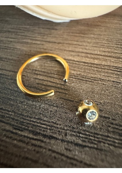 %100 Cerrahi Çelik Gold Helix Halka Piercing- Halka Çapı 10 mm - 1 Adet
