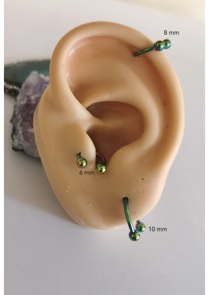 Cerrahi Çelik C /at Nalı Piercing Set(Septum, Helix, Smiley, Tagus Piercing) Set-3 Adet-Top 3mm