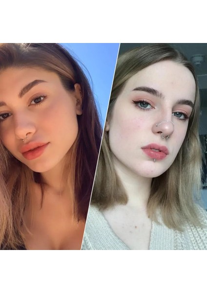 Cerrahi Çelik C /at Nalı Piercing Set(Septum, Helix, Smiley, Tagus Piercing) Set-3 Adet-Top 3mm modelleri