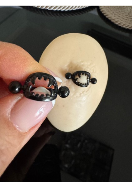 Cerrahi Çelik Vampire Nipple Piercing- Bar Uzunluğu 12MM- 1 Adet modelleri