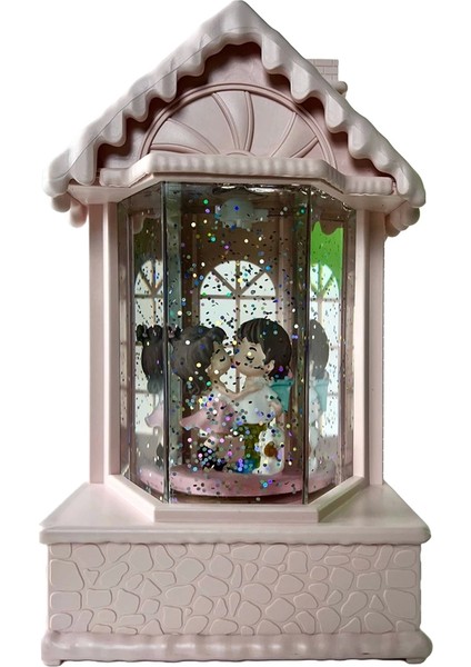 LLM-HDY0245 Şatoda Sevgililer Sim Atan Işıklı Sesli Fanus