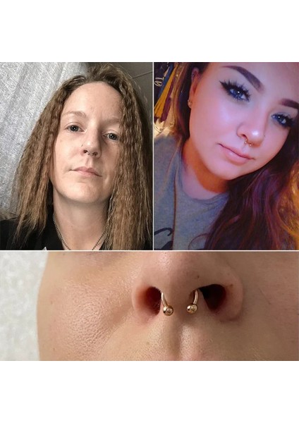 Cerrahi Çelik C /at Nalı Piercing Set(Septum, Helix, Smiley, Tagus Piercing) Set-3 Adet-Top 3mm indirimleri