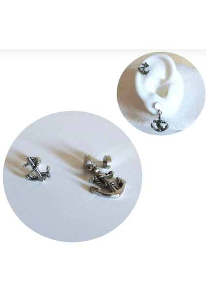 Unisex Çelik Sallantılı Çapa Model Piercing Küpesi Paslanmaz, Kararmaz -1 Adet indirimleri