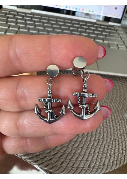 Unisex Çelik Sallantılı Çapa Model Piercing Küpesi Paslanmaz, Kararmaz -1 Adet