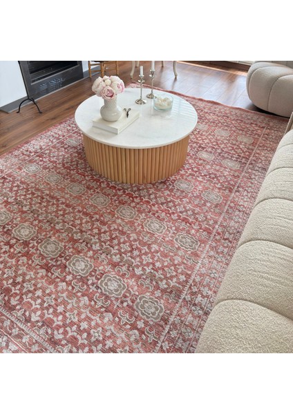 Hanedan Kiremit Rengi Halı Klasik Desenli Afgan Halı Dokuma Makine Halısı Oturma Odası Salon Halısı