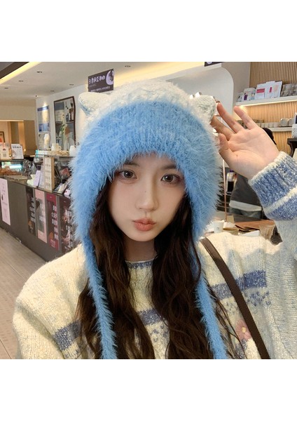Kışlık Kalınlaştırılmış, Yüzü Küçültücü Büyük Baş Çevresi Kadın Kürk Kulaklı Şapka (Yurt Dışından)