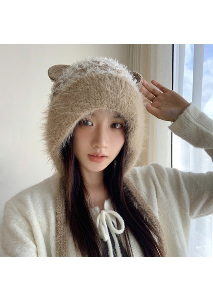 Kışlık Kalınlaştırılmış, Yüzü Küçültücü Büyük Baş Çevresi Kadın Kürk Kulaklı Şapka (Yurt Dışından)
