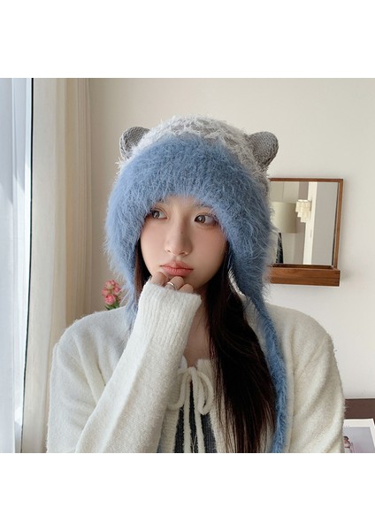 Kışlık Kalınlaştırılmış, Yüzü Küçültücü Büyük Baş Çevresi Kadın Kürk Kulaklı Şapka (Yurt Dışından)