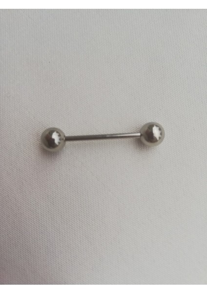 %100 316 L Cerrahi Çelik Dil Piercingi /Bar 16mm-Top Çapı 6mm- 1 Adet