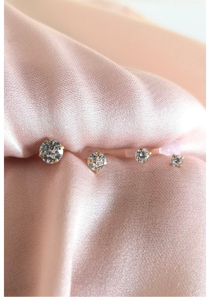 Zirkon Taşlı Bioplast Piercing-Gold Taş Çapı 4 Mm-Dudak,helix,tragus,helix Foward,flat-1 Adet modelleri