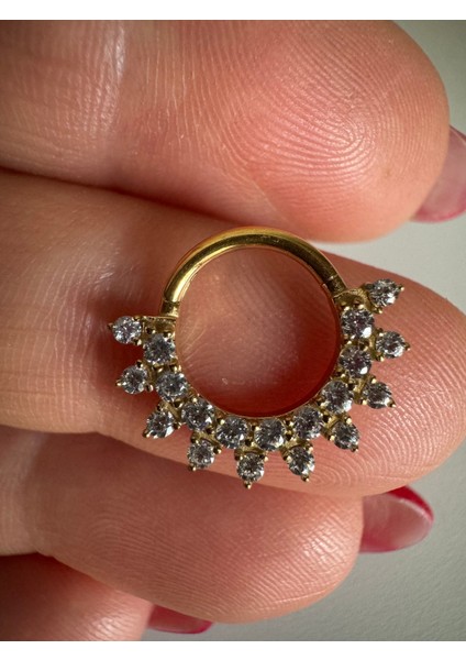 Cerrahi Çelik Daith, Septum Kilitli Halka Piercing-Iç Halka Çapı : 8mm x Kalınlık : 1,2mm-1 Adet fırsatları