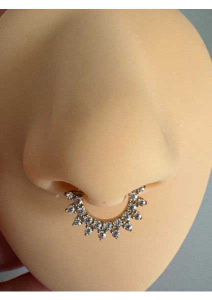 Cerrahi Çelik Daith, Septum Kilitli Halka Piercing-Iç Halka Çapı : 8mm x Kalınlık : 1,2mm-1 Adet