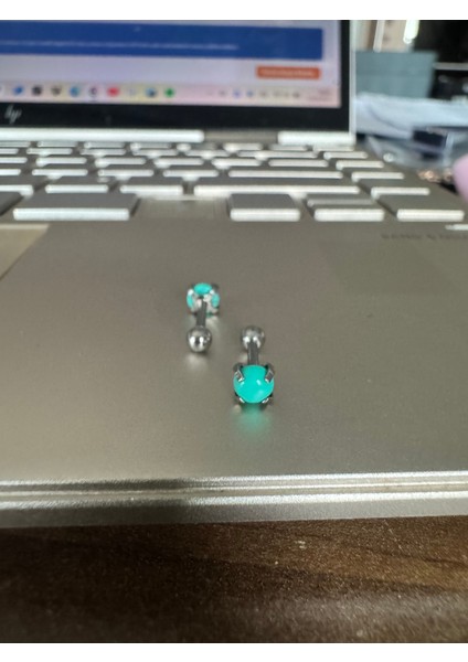 Turkuaz Taşlı Piercing -Taş Çapı 4mm/bar Uzunluğu 6mm-1 Adet modelleri