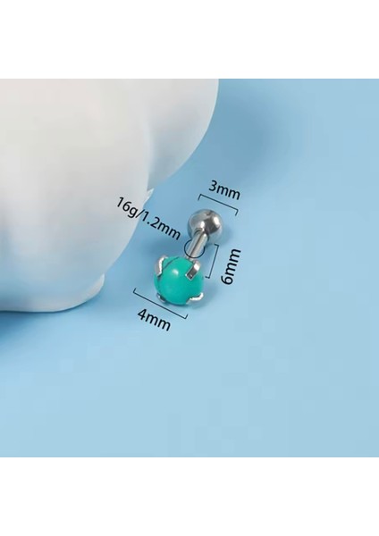 Turkuaz Taşlı Piercing -Taş Çapı 4mm/bar Uzunluğu 6mm-1 Adet fırsatları