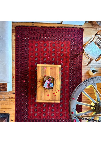 Atlas 04 Kırmızı Mutfak Halısı Yıkanabilir Halı Kaymaz Taban Yolluk Afgan Halısı Salon Halısı