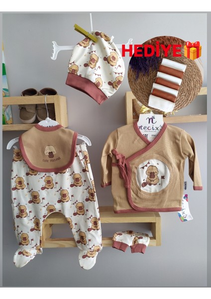 Minilkabebe Ördek Hastane Çıkış Seti 5 Li &7li Ağız Mendili HEDİYELİ