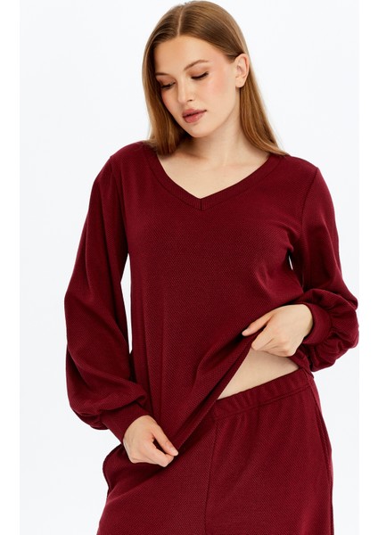 Kadın Dokulu V Yaka Bluz fırsatları