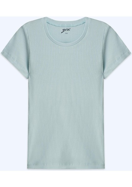 Kız Çocuk Fitilli Kısa Kollu T-Shirt Mavi Renk modelleri