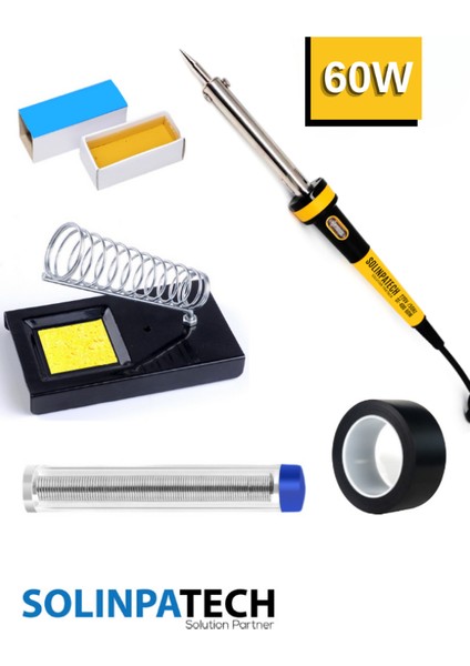 Solinpatech 60W Profesyonel Yüksek Sıcaklığa Dayanıklı Resistörlü Kalem Havya Pasta Stand Lehim Bant