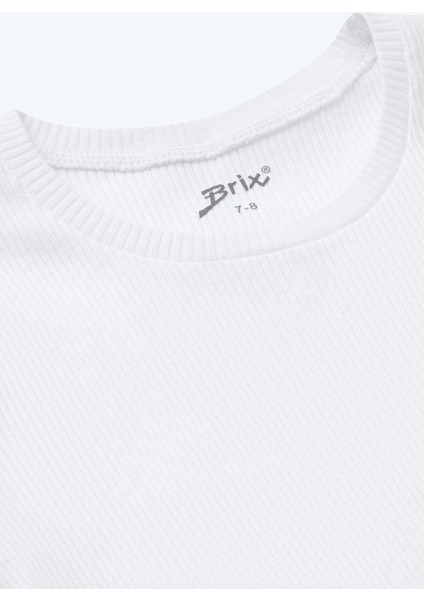 Kız Çocuk Fitilli Kısa Kollu T-Shirt Beyaz Renk fırsatları