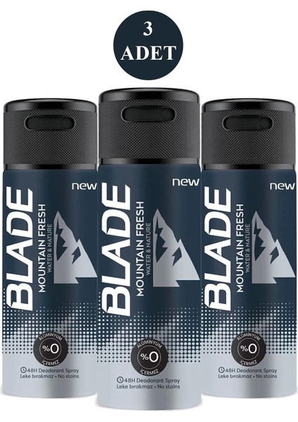 3 Adet Mountain Fresh Erkek Deodorant 150ML Leke Bırakmaz