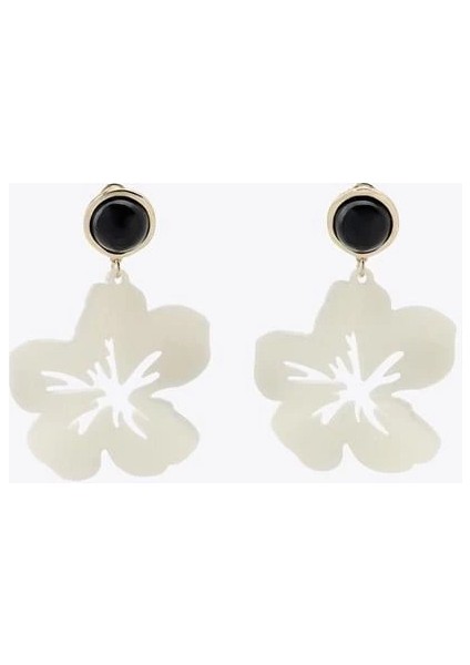 Çiçek Küpe - Krem