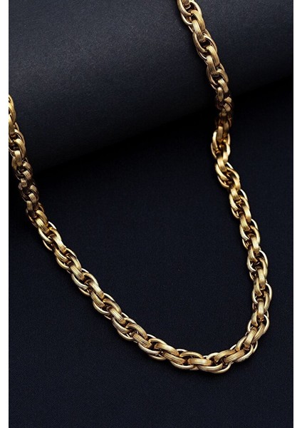 Erkek Çelik Kolye - Sarmal Model Çelik Kolye - 22 Ayar Gerçek Altın Kaplama fiyatları