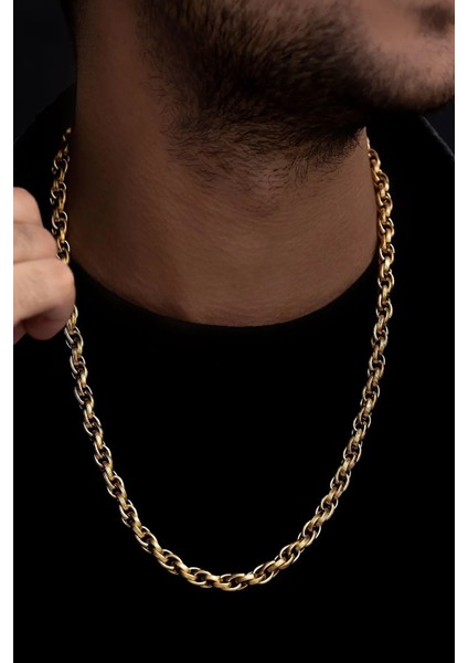 Erkek Çelik Kolye - Sarmal Model Çelik Kolye - 22 Ayar Gerçek Altın Kaplama modelleri