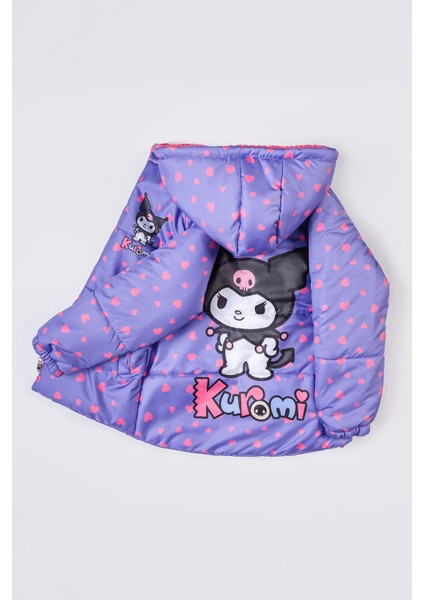 n Krm Kalp Baskılı Içi Welsoft Kız Çocuk mevsimlik mont - Mor