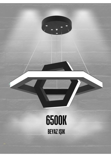 Cıclo ( Siyah Kasa, Beyaz Işık ) Ledli Modern Sarkıt LED Avize, Salon, Mutfak, Oturma Odası