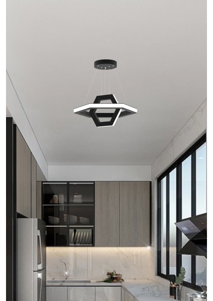 Cıclo ( Siyah Kasa, Beyaz Işık ) Ledli Modern Sarkıt LED Avize, Salon, Mutfak, Oturma Odası fiyatları