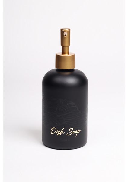 Bright Siyah Metal Ahşap Kulplu Stand 2'li Sıvı Sabunluk Seti Siyah 420 cc