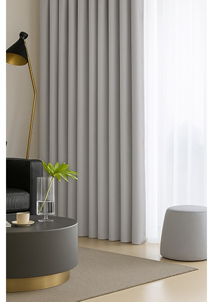 Açık Gri Blackout, Işık Geçirmez, Karartma Perde, Pilesiz, Lüks, Tek Kanat, Güneşlik